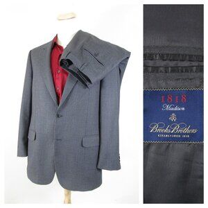 Brooks Brothers 1818 Vitale Barberis Madison Gray Wool Suit 42L Pants 36 X 31
